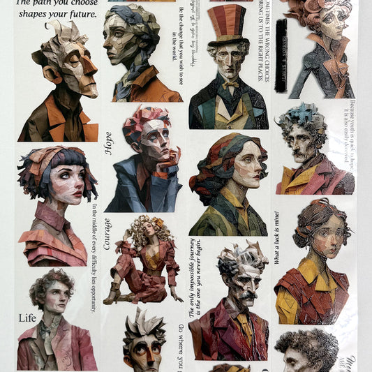 Torn Paper_ Surrealist Paper Doll Characters 3D Print PET Tape 200cm TPM 023(1Loop)