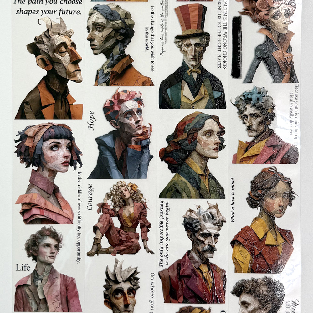 Torn Paper_ Surrealist Paper Doll Characters 3D Print PET Tape 6m TPM 023