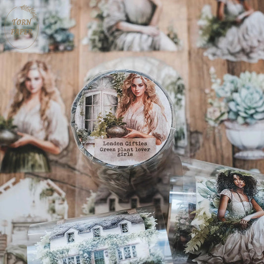 London Gifties_ Green plant lover girls 3D Gloss PET Tape 10m[Whole] LG 164
