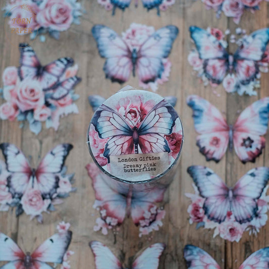London Gifties_ Dreamy pink butterflies Hologram PET Tape 10m[1Loop] LG 184