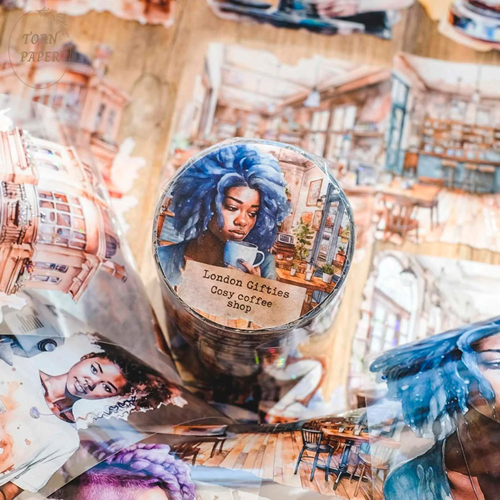 London Gifties_ Cosy coffee shop Hologram PET Tape 10m[Whole] LG 182
