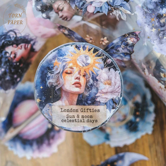 London Gifties_ Sun & moon celestial days Hologram PET Tape[1Loop] LG 060