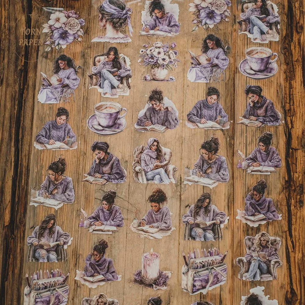 London Gifties_ Purple book& journal lover 3D Gloss Kiss Cut PETPET Tape 10m[1Loop] LG 359