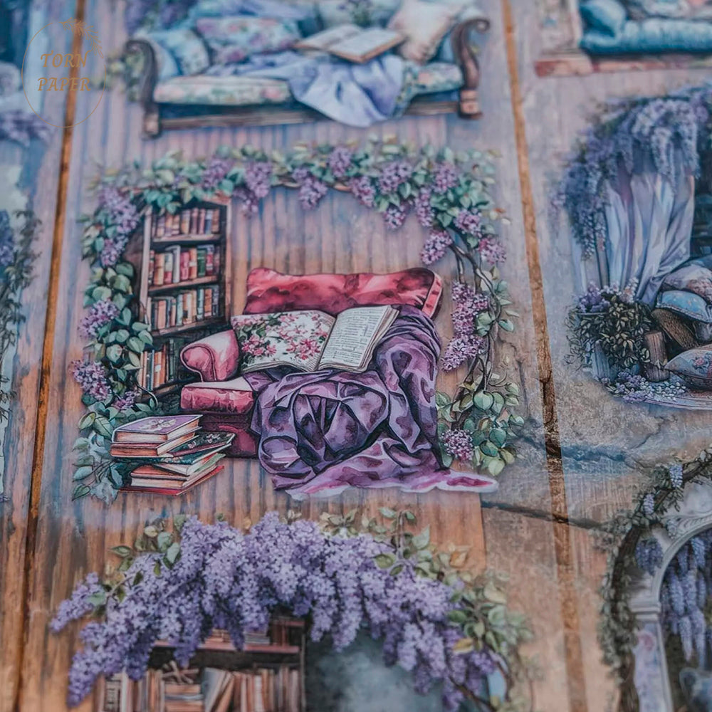 London Gifties_ purple & lilac chill & reading nook 3DGloss PET Tape 10m[1Loop] (컷 LG 202