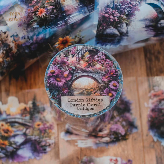 London Gifties_ purple floral bridges 3D Gloss PET Tape 10m[1Loop] LG 201