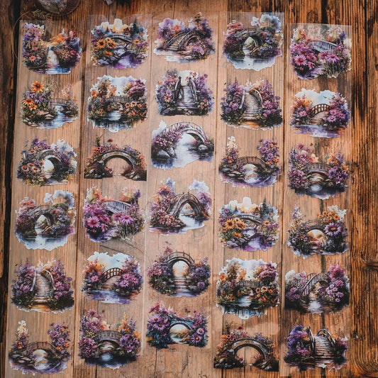 London Gifties_ purple floral bridges 3D Gloss PET Tape 10m[Whole] LG 201