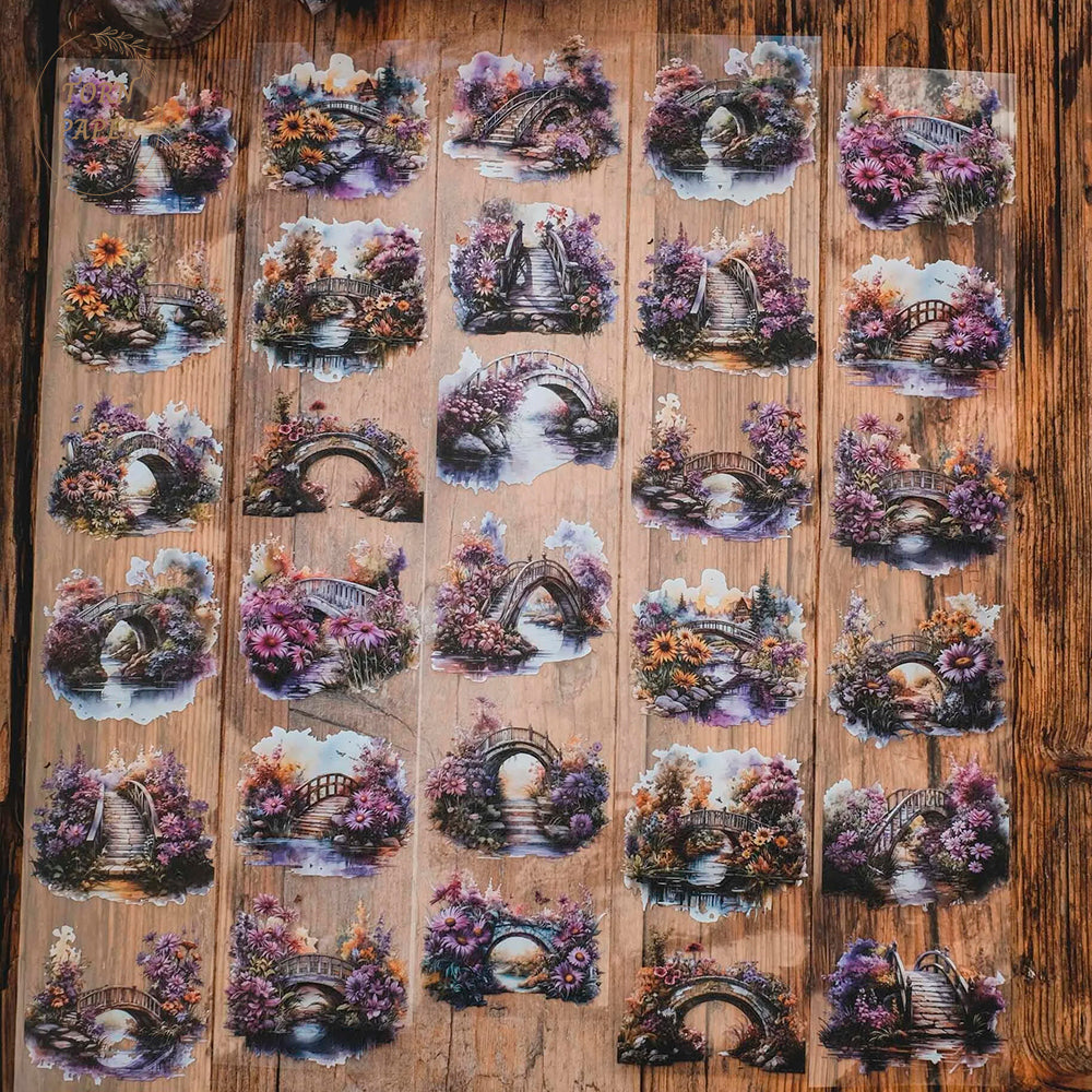 London Gifties_ purple floral bridges 3D Gloss PET Tape 10m[1Loop] LG 201