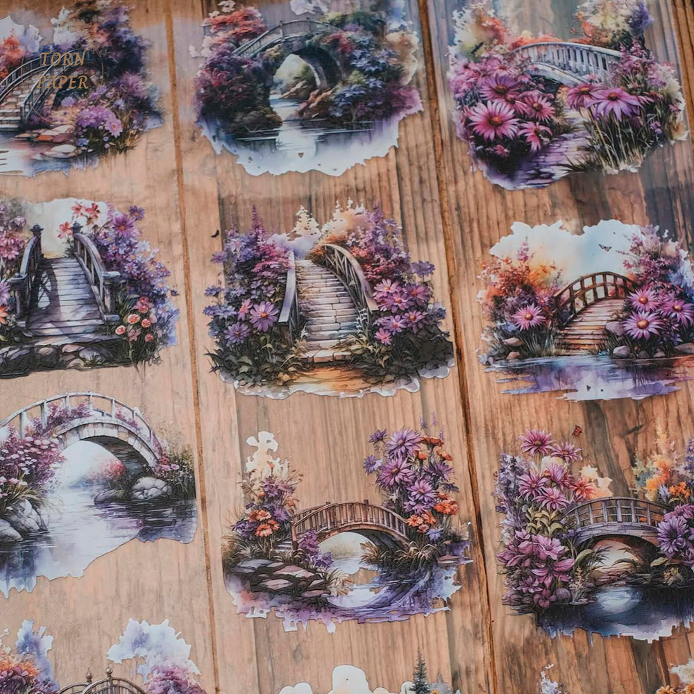 London Gifties_ purple floral bridges 3D Gloss PET Tape 10m[1Loop] LG 201