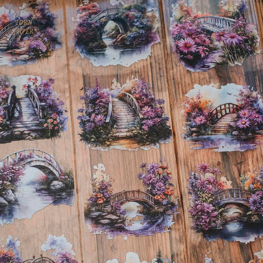 London Gifties_ purple floral bridges 3D Gloss PET Tape 10m[1Loop] LG 201
