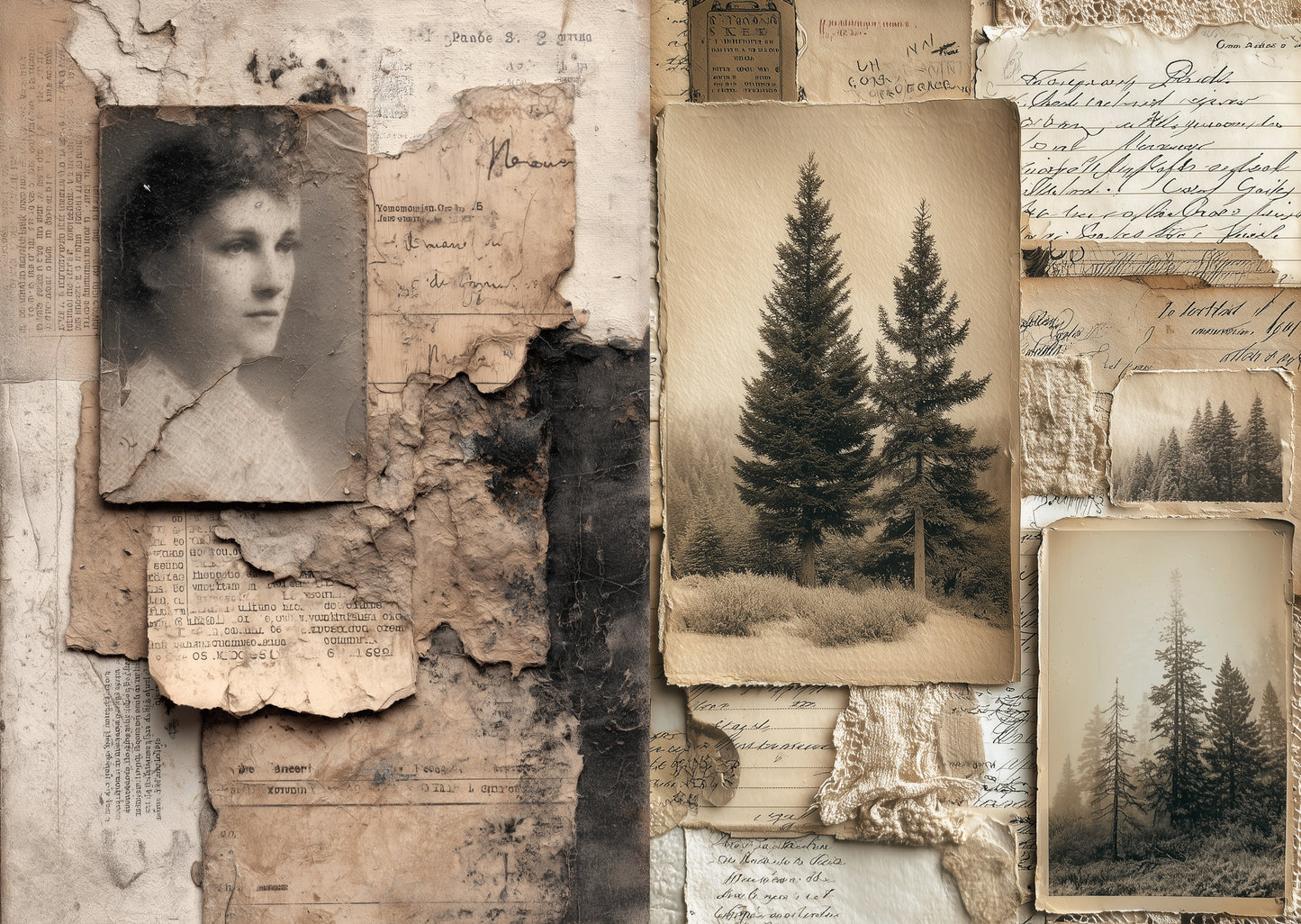 Torn Paper Scrapbooking Papers Timeless Paper Fragments TPB-012