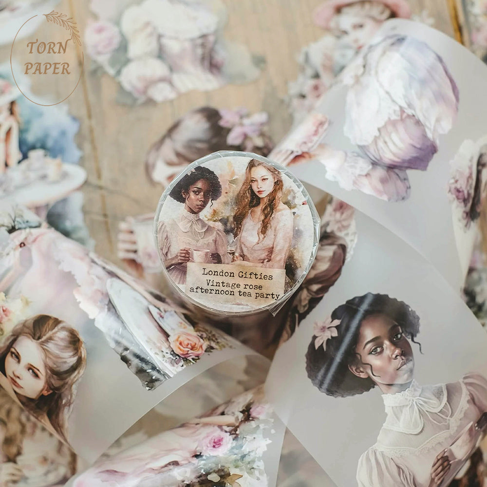 London Gifties_ Vintage rose afternoon tea party matt PET Tape[1Loop] LG 021