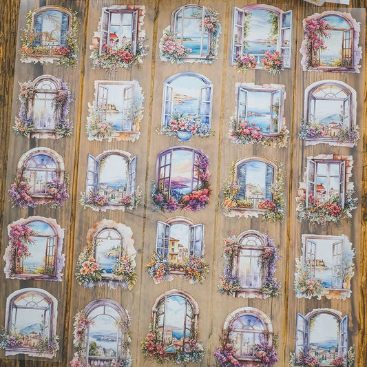 London Gifties_ Colourful summer floral windows matt PET Tape[1Loop] LG 035