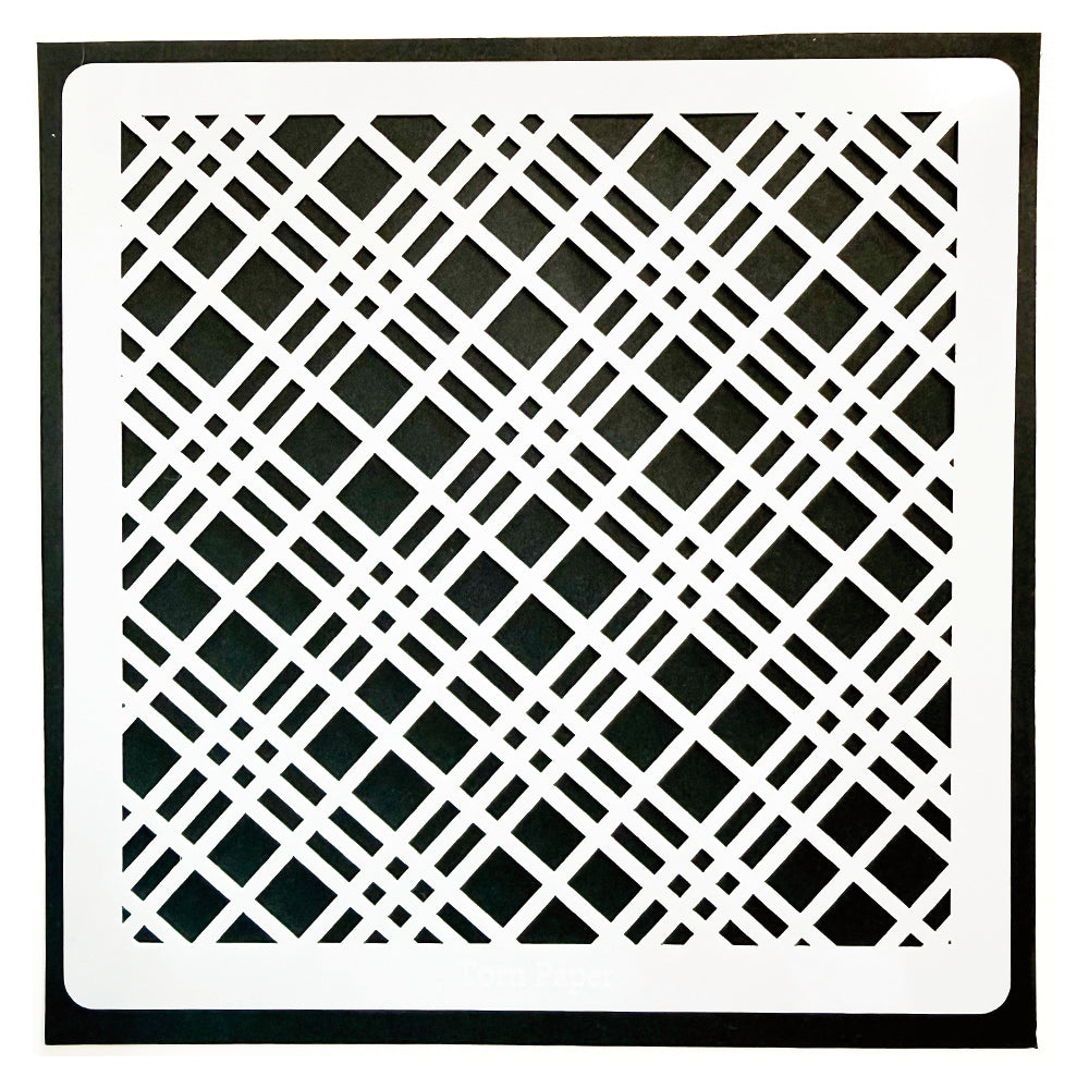 Torn Paper_ Woven Grid Stencil TPS 006