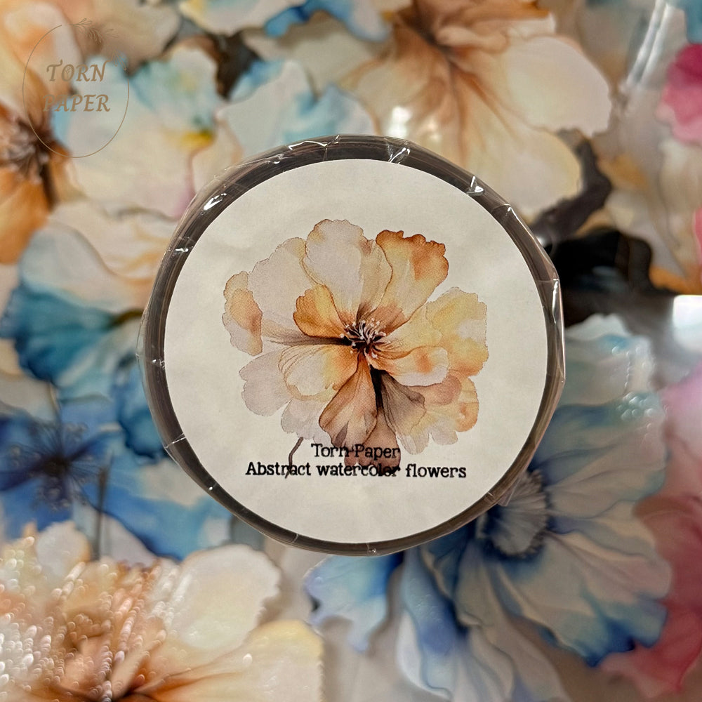 Torn Paper_ Abstract watercolor flowers 3D Gloss PET Tape 6m TPM 003[Whole]