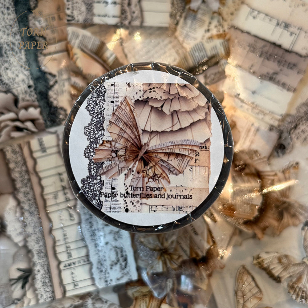 Torn Paper_ Paper butterflies and journals 3D Gloss PET Tape 6m TPM 008[Whole]