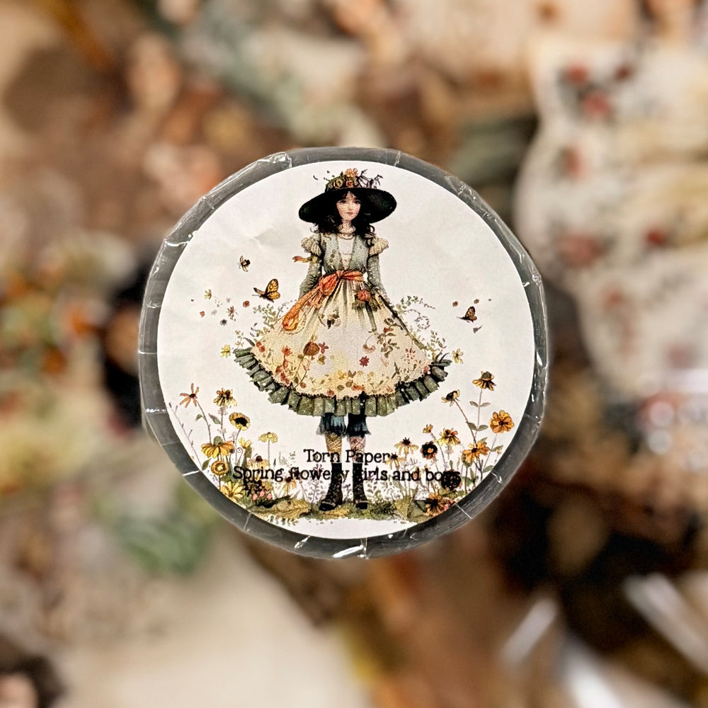 Torn Paper_ Spring flowery girls and boys 3D Print PET Tape 6m TPM 009[Whole]