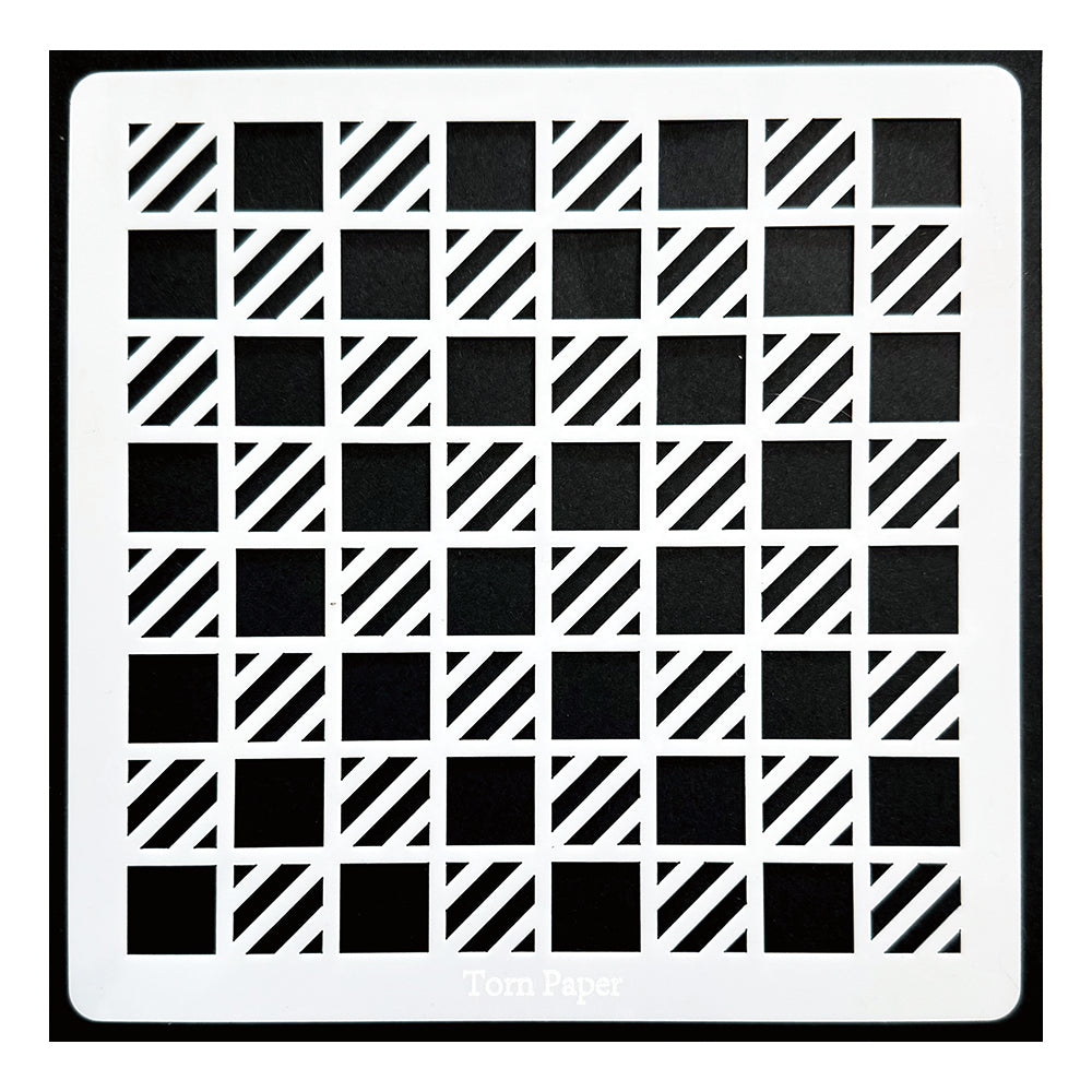 Torn Paper_ Stitched Plaid Stencil TPS 010