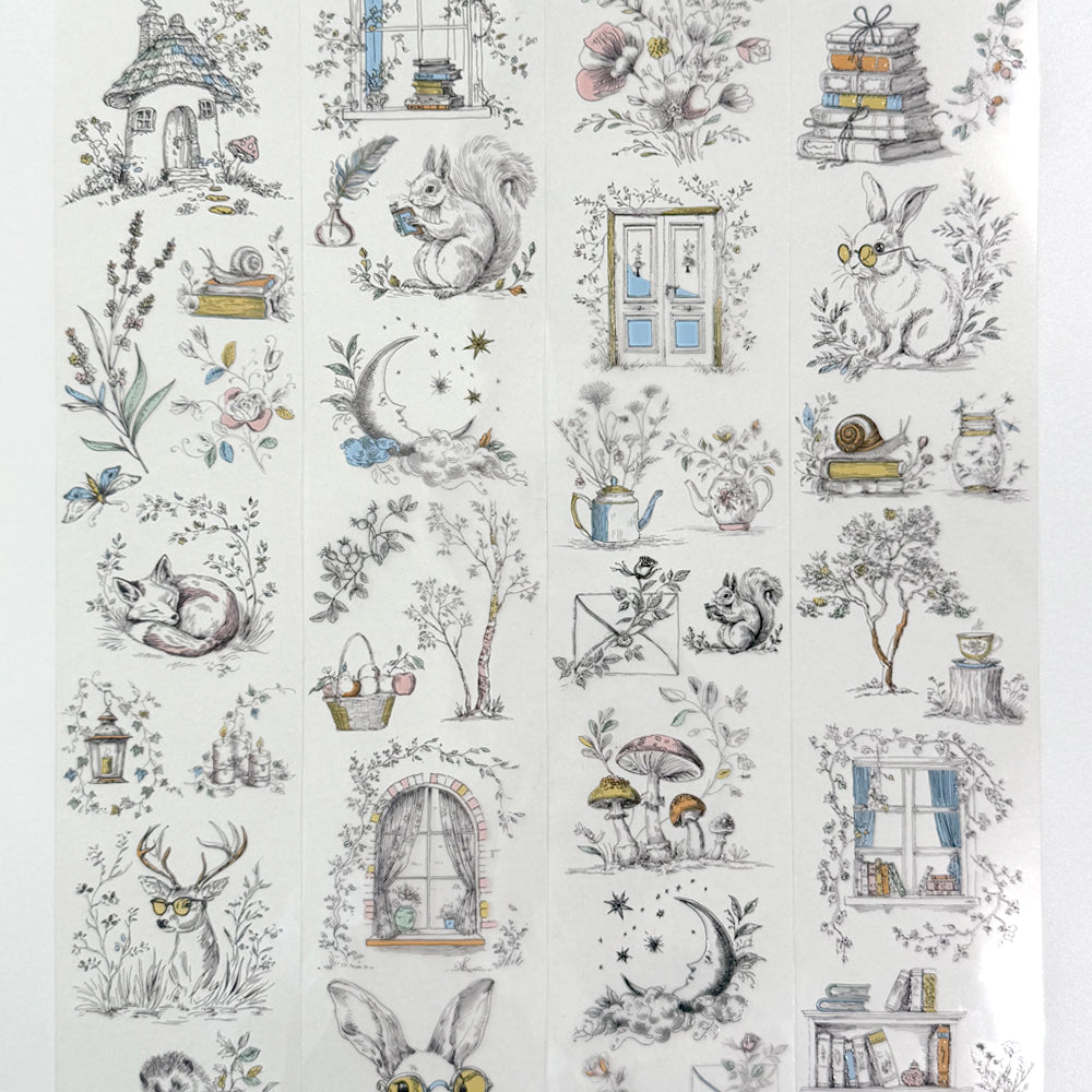 Torn Paper_ Whispers of the forest, drawn by hand 3D Print PET Tape 200cm TPM 025[1Loop]