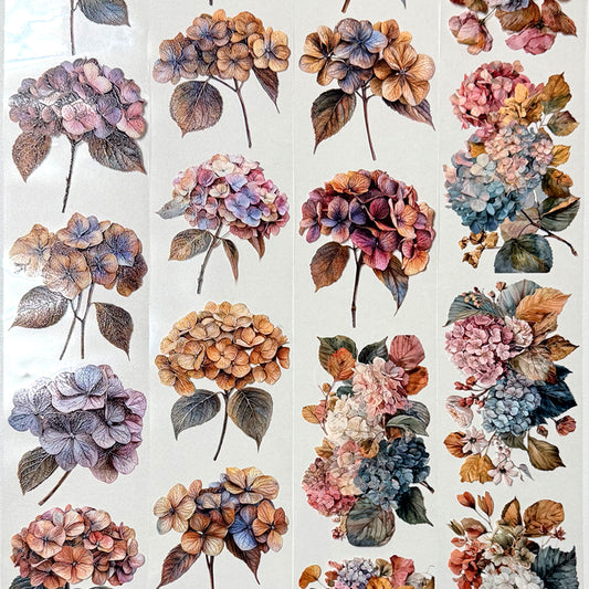 Torn Paper_ Faded hydrangea 3D Print PET Tape 200cm TPM 058[1Loop]