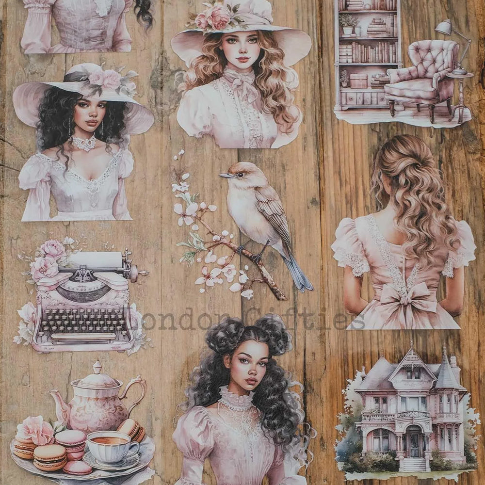 London Gifties_ Vintage pink collection girls 3D Gloss PET Tape[1Loop] LG 256
