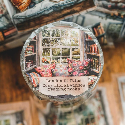 London Gifties_ Cosy floral window reading nooks 3D Gloss Kiss Cut PET Tape 10m[1Loop] LG 497