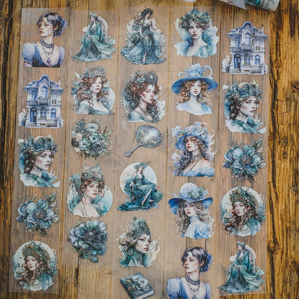London Gifties_ Aqua vintage fancy ladies matt PET Tape[1Loop] LG 057