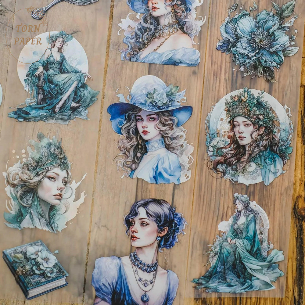 London Gifties_ Aqua vintage fancy ladies matt PET Tape[1Loop] LG 057
