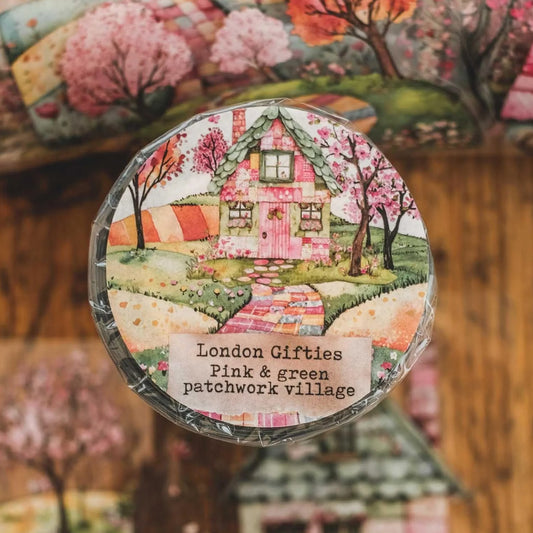 London Gifties_ Pink & green patchwork village 3D Gloss Kiss Cut PET Tape 10m[Whole] LG 487
