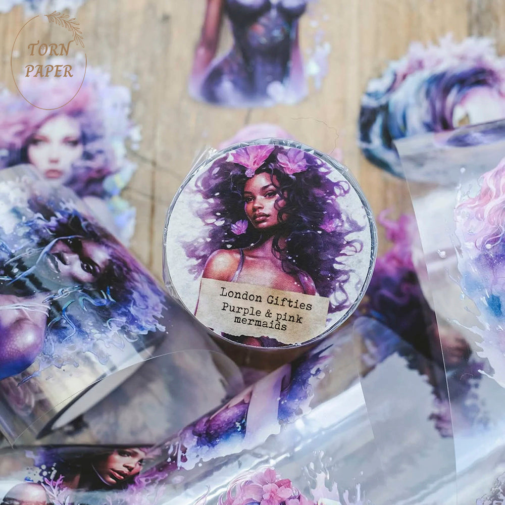 London Gifties_ Purple & pink mermaids Hologram PET Tape 10m[1Loop] LG 022