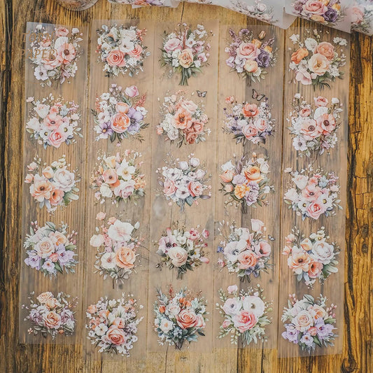 London Gifties_ Warm peachy florals matt PET Tape 10m[1Loop] LG 041