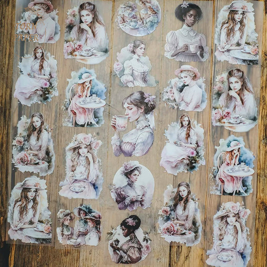London Gifties_ Vintage rose afternoon tea party matt PET Tape[1Loop] LG 021