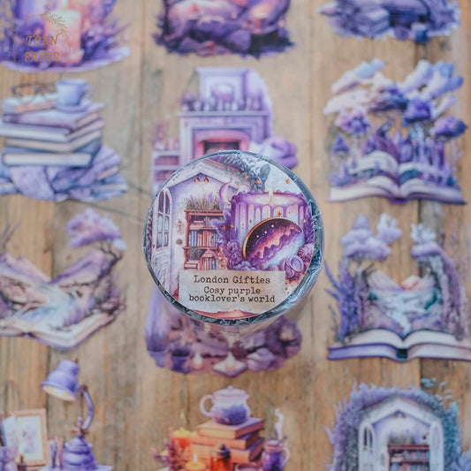 London Gifties_ Cosy purple booklover's world 3D Gloss PET Tape 10m[1Loop] LG 108