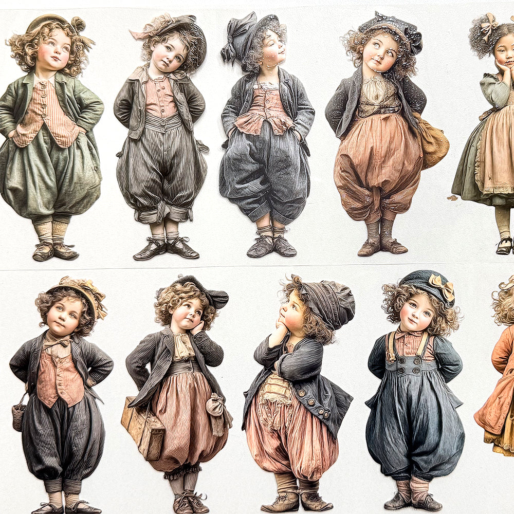 Torn Paper_ Paper Tales: Victorian Kids 3D Print PET Tape 200cm TPM 056[1Loop]