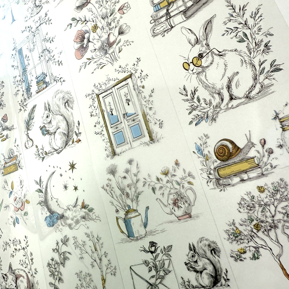 Torn Paper_ Whispers of the forest, drawn by hand 3D Print PET Tape 200cm TPM 025[1Loop]