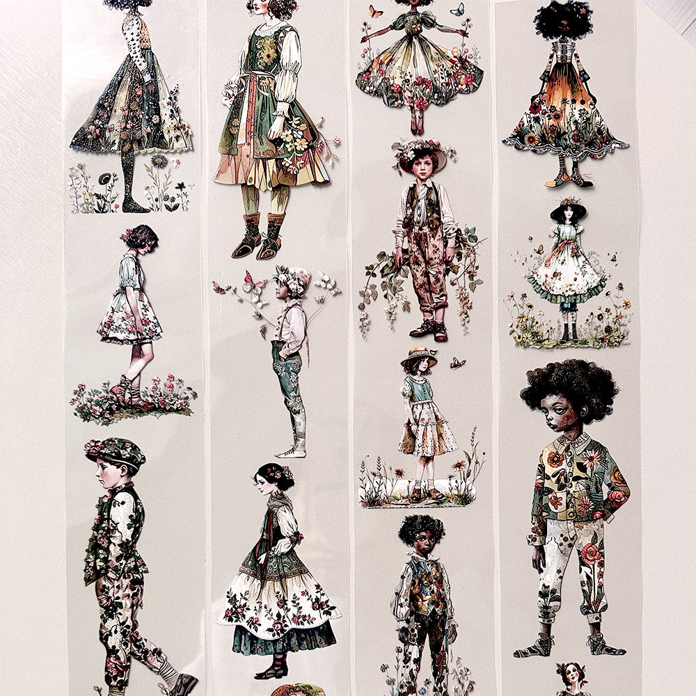 Torn Paper_ Spring flowery girls and boys 3D Print PET Tape 6m TPM 009[Whole]