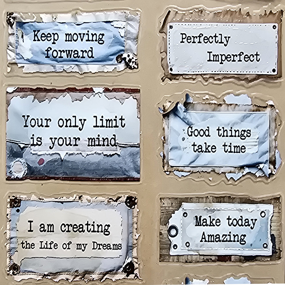 Torn Paper_ Positive Quotes 3D Print PET Stickerbook 10sheets TPM 040
