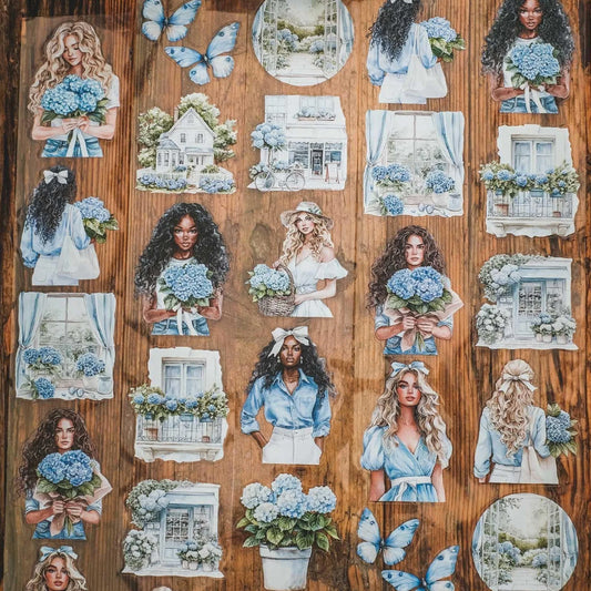 London Gifties_ Blue hydrangea lovers 3D Gloss Kiss Cut PET Tape 10m[1Loop] LG 493