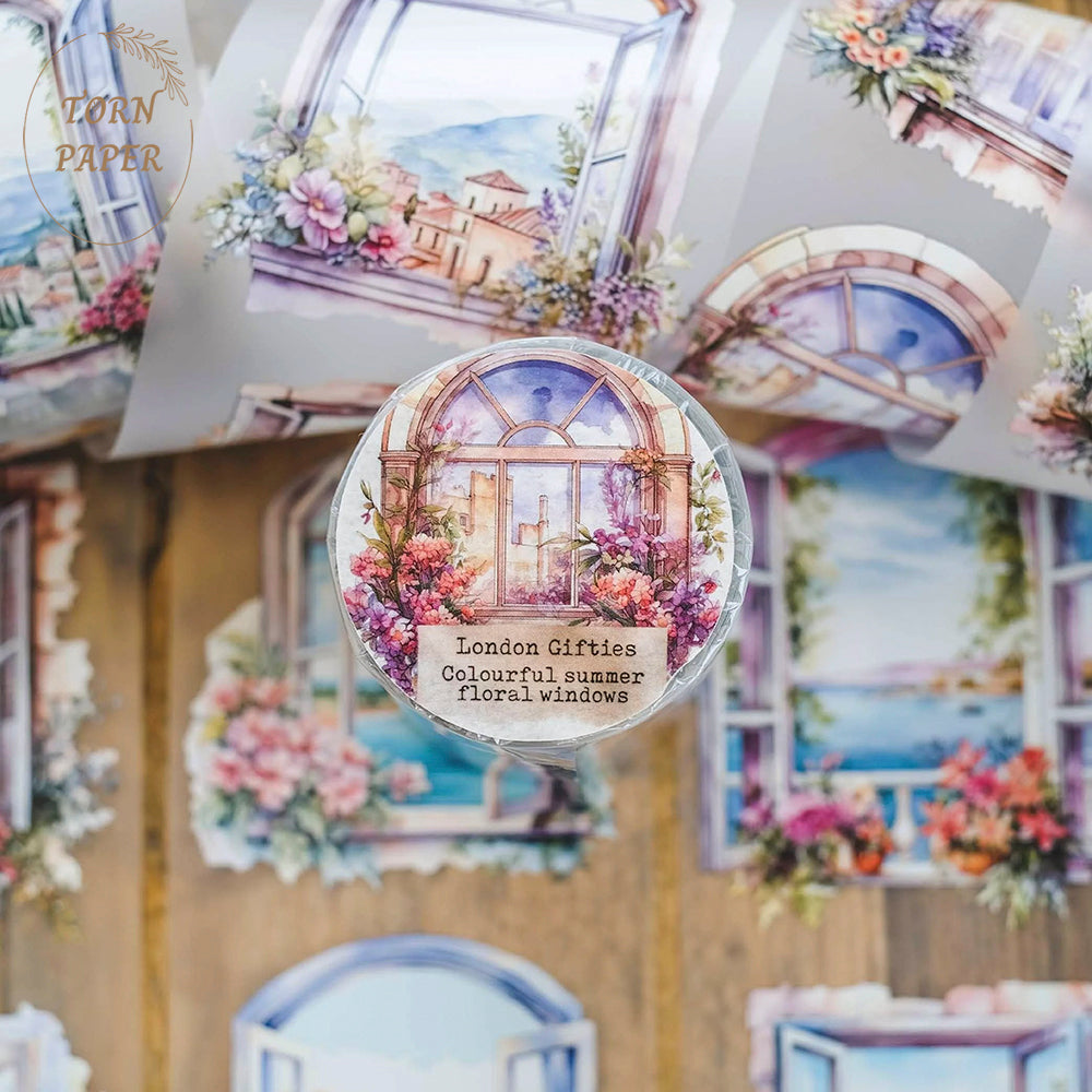 London Gifties_ Colourful summer floral windows matt PET Tape[1Loop] LG 035
