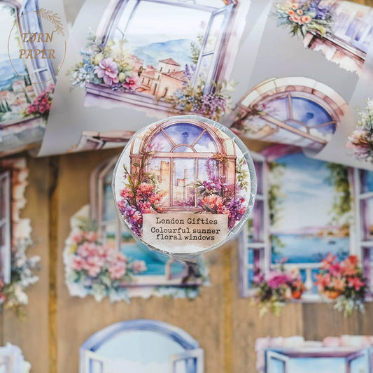 London Gifties_ Colourful summer floral windows matt PET Tape[1Loop] LG 035