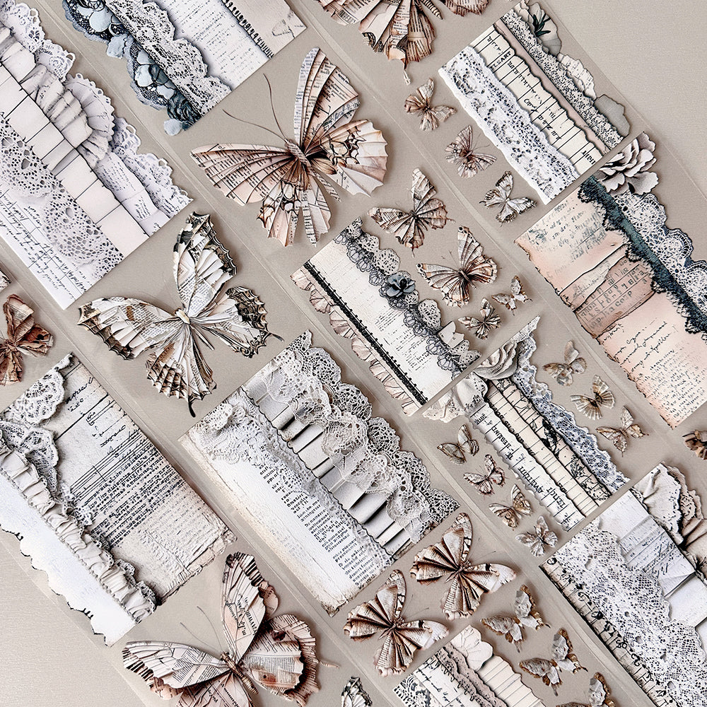 Torn Paper_ Paper butterflies and journals 3D Gloss PET Tape 6m TPM 008[Whole]