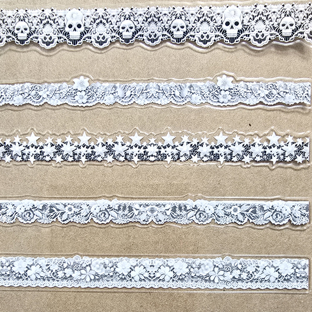 Torn Paper_ Lace and Doilies 3D Print PET Stickerbook 10sheets TPM 039