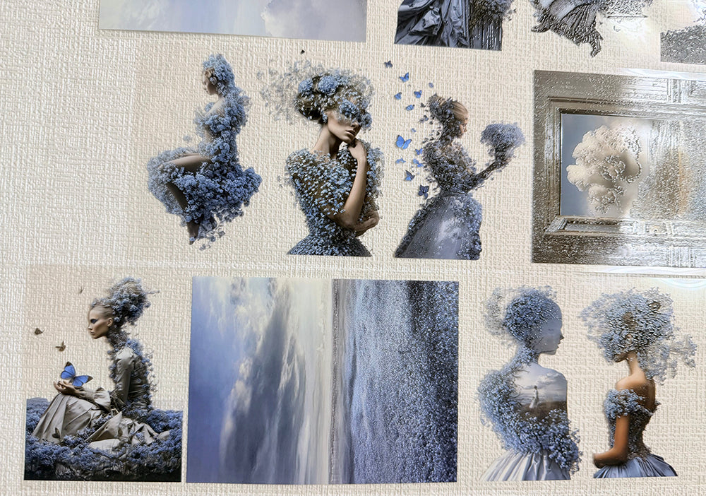 Torn Paper_ Ethereal Blue Garden 3D Print PET Tape 200cm TPM 100[1Loop]