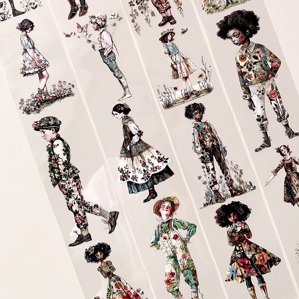 Torn Paper_ Spring flowery girls and boys 3D Print PET Tape 6m TPM 009[Whole]