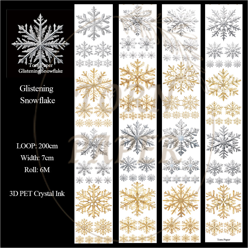 Torn Paper_ Glistening Snowflake 3D Print PET Tape 200cm TPM 045[1Loop]