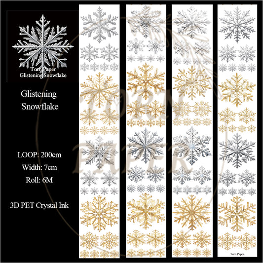 Torn Paper_ Glistening Snowflake 3D Print PET Tape 200cm TPM 045[1Loop]