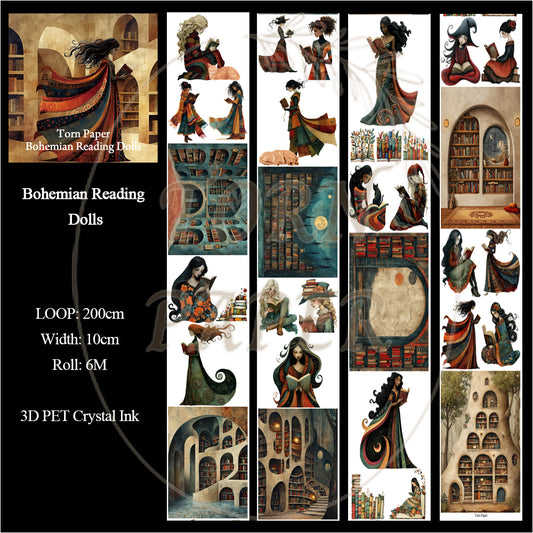 Torn Paper_  Bohemian Reading Dolls 3D Print PET Tape 200cm TPM 028[1Loop]