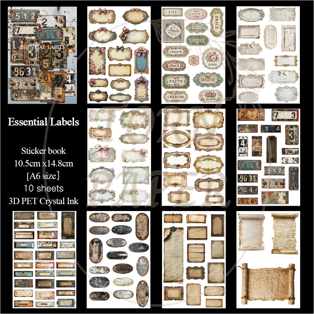 Torn Paper_ Essential Labels 3D Print PET Stickerbook 10sheets TPM 038