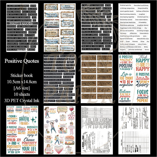 Torn Paper_ Positive Quotes 3D Print PET Stickerbook 10sheets TPM 040