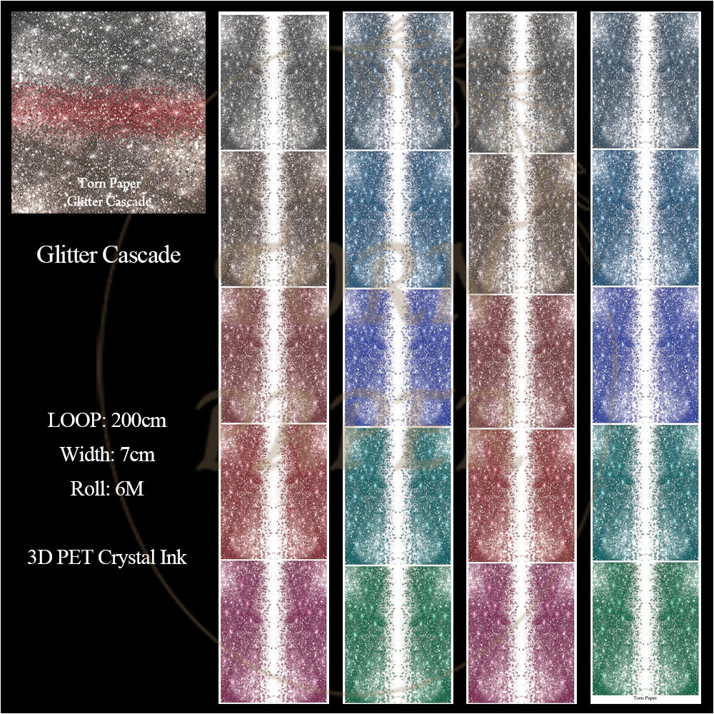 Torn Paper_ Glitter Cascade 3D Print PET Tape 200cm TPM 077[1Loop]