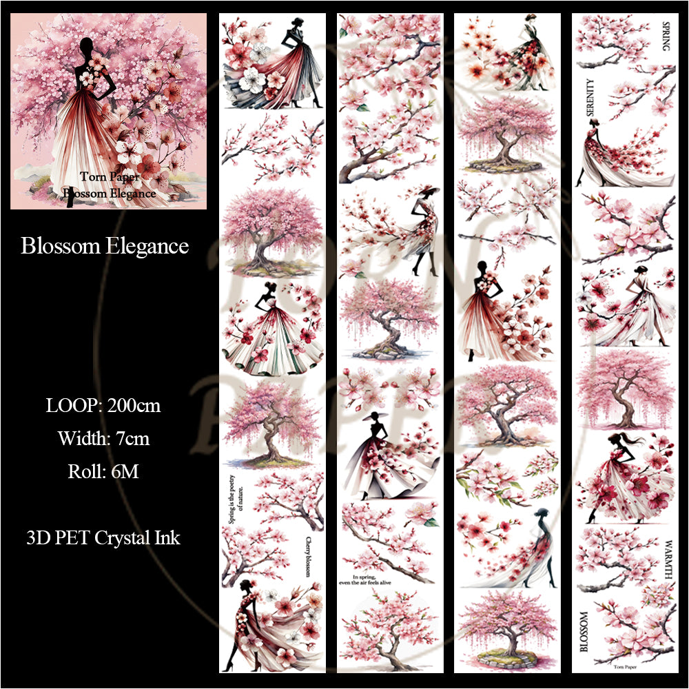 Torn Paper_ Blossom Elegance 3D Print PET Tape 6m TPM 075[Whole]
